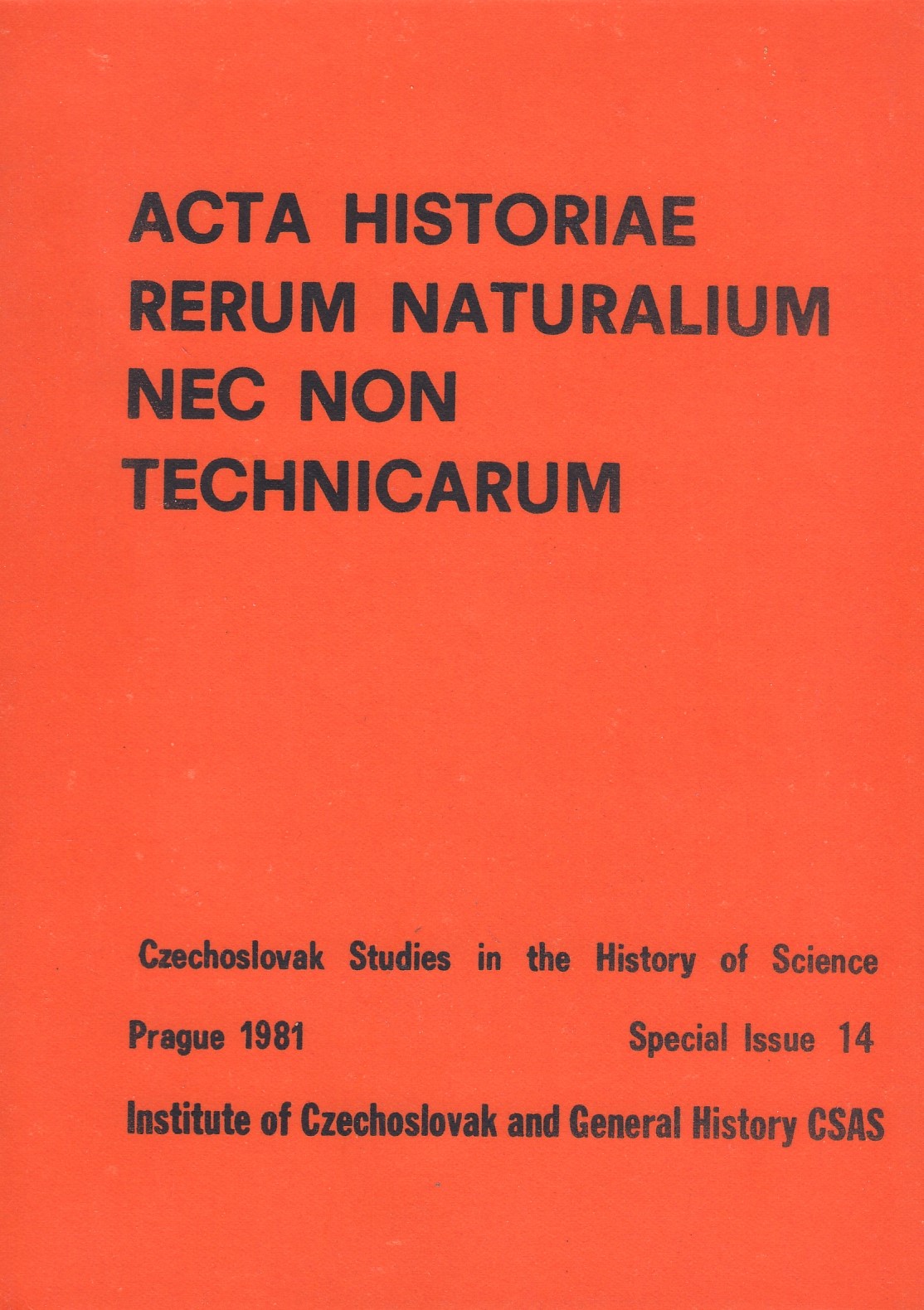 Acta historiae rerum naturalium nec non technicarum